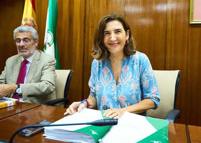 La consejera de Empleo, Empresa y Trabajo Autónomo, Rocío Blanco, en comisión parlamentaria.