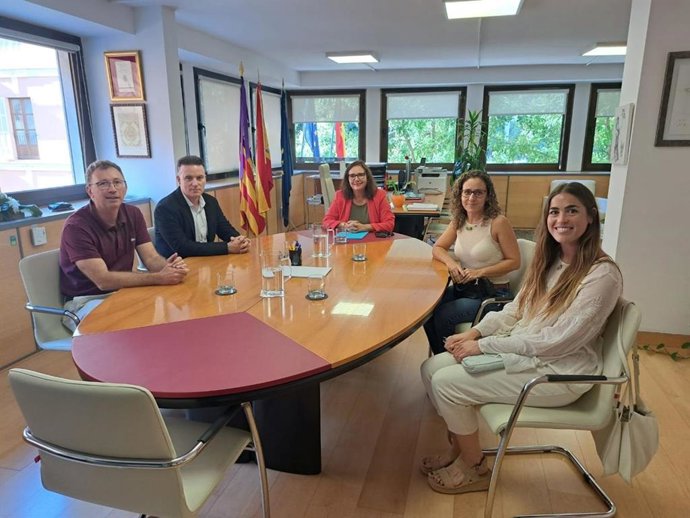 La consellera de Salud, Manuela García, y el director de Asistencia Sanitaria del Servicio de Salud balear, Raúl Lara, durante una reunión con representantes de la Sociedad de Pediatría Balear.