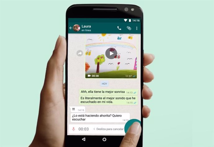 Interfaz de WhatsApp para el envío de notas de voz