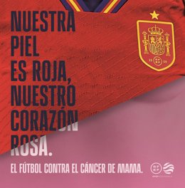 La lona colocada por la RFEF con motivo del Día Internacional del cáncer de mama.