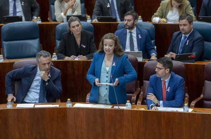 La consejera de Sanidad, Fátima Matute, interviene durante una sesión plenaria en la Asamblea de Madrid, a 19 de octubre de 2023