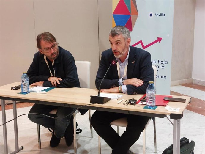 El secretario General de UGT Andalucía, Oskar Martín, en las jornadas 'Alianzas internacionales y territoriales para impulsar una transición justa, inclusiva y sostenible y promover la justicia social'.