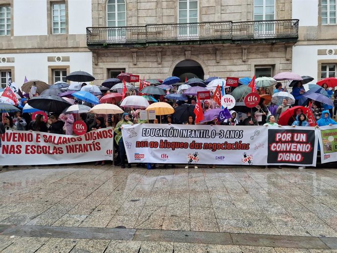 Imagen de la manifestación de educadoras infantiles en Vigo.