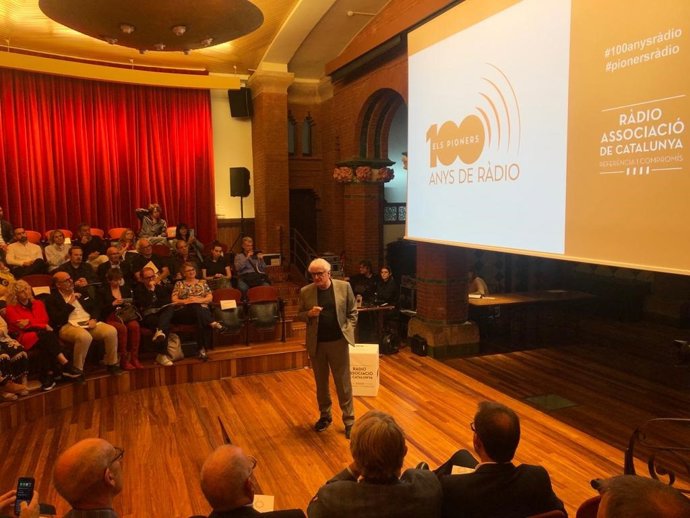 El presidente de la Rdio Associació de Catalunya, Jordi Margarit, durante el acto de este jueves