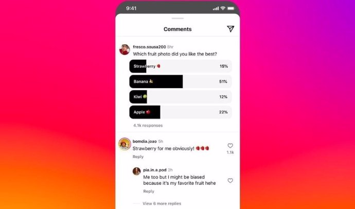 Interfaz de Instagram con la opción de encuestas en comentarios del 'feed', ahora en pruebas