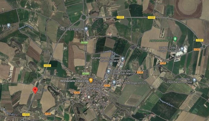 Vista aérea de la carretera A-220.