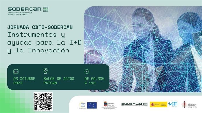 Cartel de la jornada que organiza Sodercan con el CDTI.