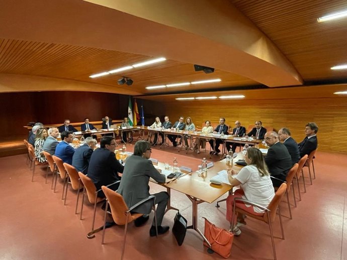 Primera reunión del Foro de Participación e Información Tributaria de Andalucía, celebrada este martes en lLa Consejería de Economía, Hacienda y Fondos Europeos.