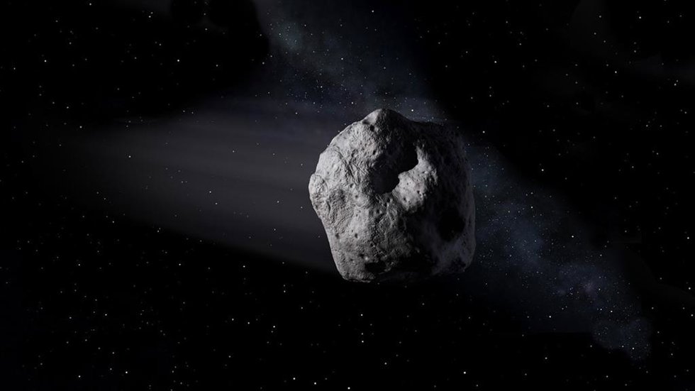 Archivo - Esta ilustración muestra un asteroide cercano a la Tierra como el asteroide 2020 SW viajando a través del espacio