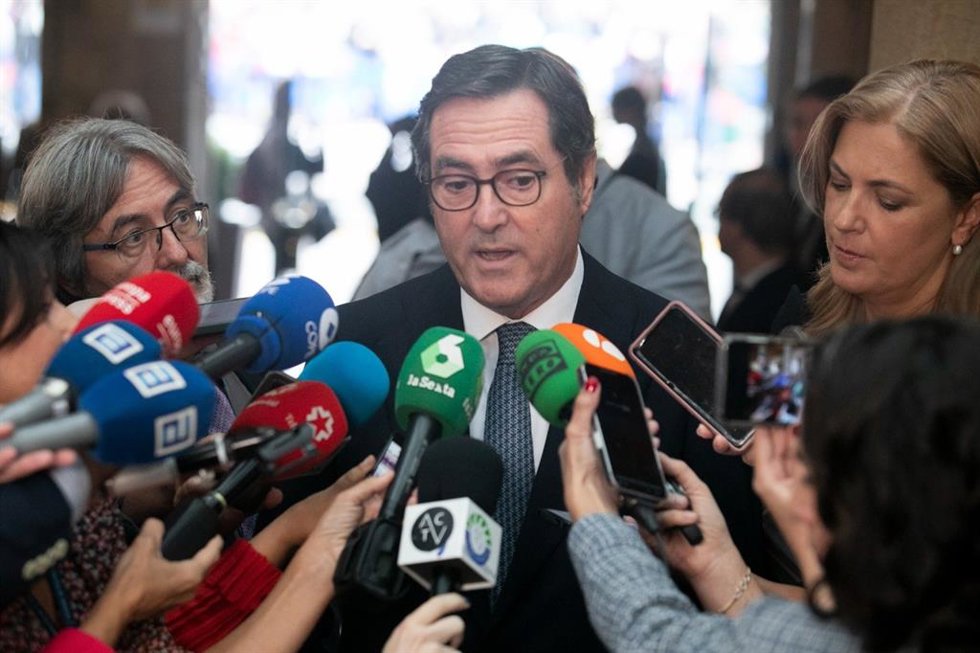 El presidente de la CEOE, Antonio Garamendi, en el Hotel de la Reconquista de Oviedo