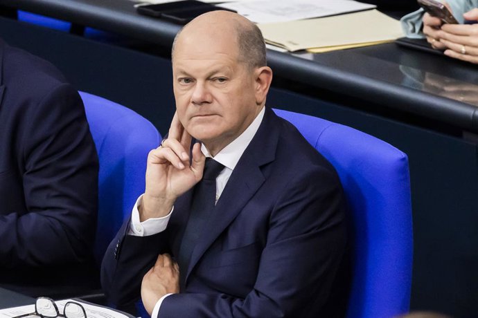19 October 2023, Berlin: German Chancellor Olaf Scholz attends a plenary session of the German Bundestag. Photo: Christoph Soeder/dpa