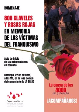 Cartel del acto de homenaje a los fusilados por los franquistas que será exhumados en el Cementerio de la Salud.