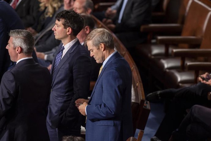 El representante republicano por el estado de Ohio Jim Jordan durante la votación para su presidencia de la Cámara de Representantes de Estados Unidos