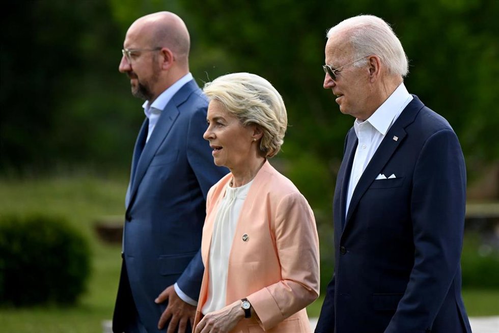 Archivo - El presidente de Estados Unidos, Joe Biden, la presidenta de la Comisión Europea, Ursula von der Leyen y el presidente del Consejo de la UE, Charles Michel