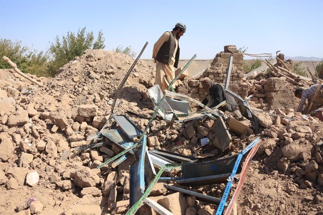 HERAT, Oct. 17, 2023  -- This photo taken on Oct. 10, 2023 shows the damaged dwellings following earthquakes in Herat Province, west Afghanistan. TO GO WITH "Feature: Quake-affected Afghans looking for assistance to build shelters"