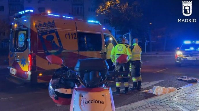 Accidente de moto en la calle Serrano de Madrid.