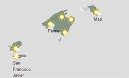 Mapa de predicción meteorológica para hoy sábado, 21 de octubre, en Baleares