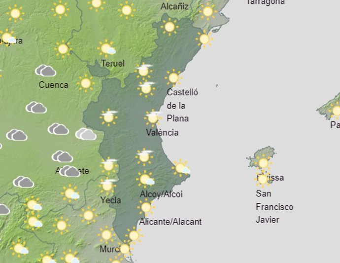 Predicción del tiempo para este sábado 21 de octubre de 2023 en la Comunitat Valenciana