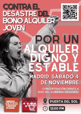 Convocan una manifestación el 4 de noviembre en Sol contra la Comunidad por la gestión del bono alquiler joven