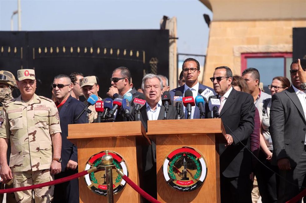 El secretario general de la ONU en El Cairo (Egipto).