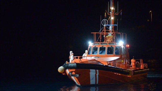 File - A Salvamar ship upon arrival at the port of La Restinga, on April 11, 2021, in La Restinga, El Hierro, Canary Islands, (Spain).  At least 4 people have lost their lives after trying to reach the Spanish coast in a canoe that was found