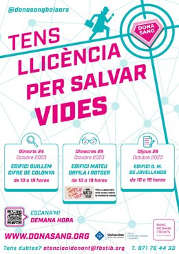 Cartel de la campaña de la Fundación Banco de Sangre y la UIB.