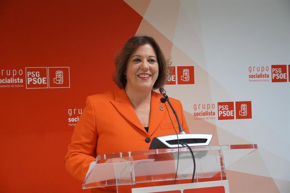 La viceportavoz parlamentaria del PSdeG Begoña Rodríguez Rumbo en rueda de prensa