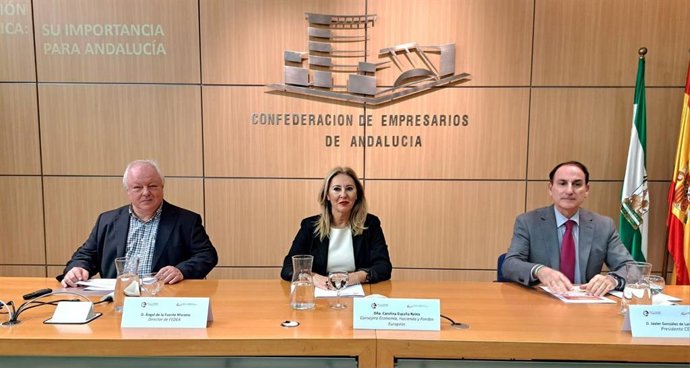 La consejera de Economía, Hacienda y Fondos Europeos, Carolina España, en las jornadas 'Financiación Autonómica: su importancia para Andalucía'.