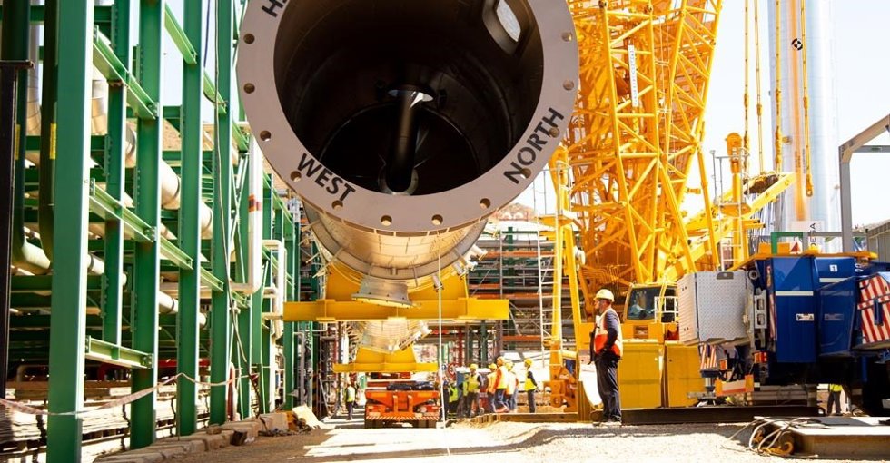 Proceso de construcción de la primera planta de biocombustibles avanzados de España, situada en el complejo industrial de Repsol en Cartagena (Murcia).