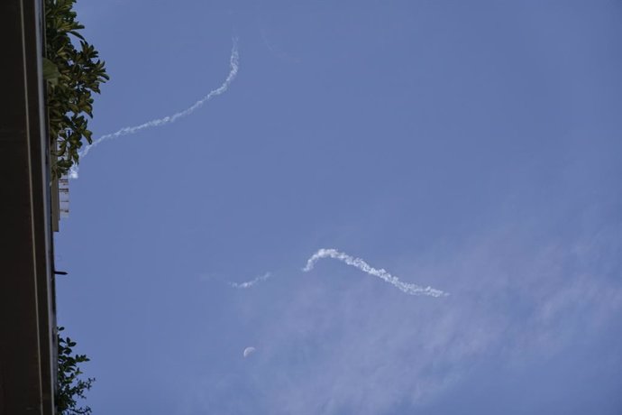 Disparo de un misil por parte del sistema antiaéreo 'Cúpula de Hierro' en respuesta al lanzamiento de un proyectil desde la Franja de Gaza contra Jerusalén