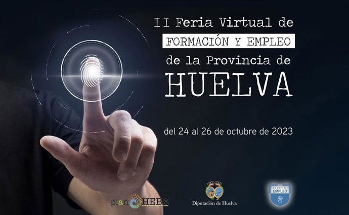 Cartel de la II Feria Virtual de Formación y Empleo de la Diputación de Huelva.