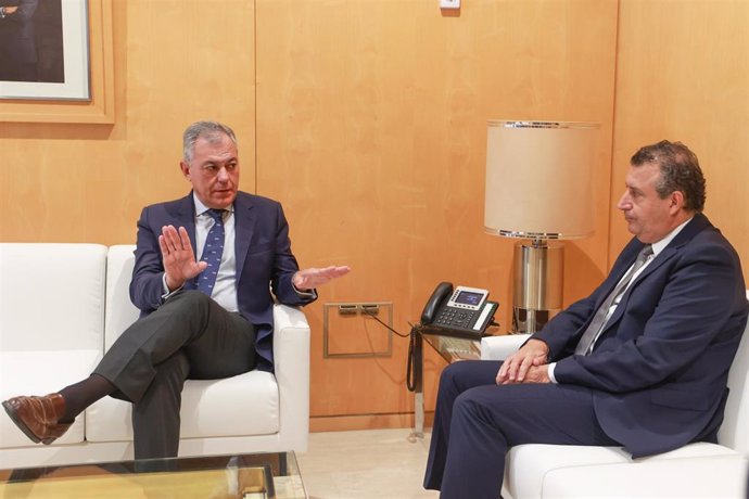 Primer encuentro institucional entre el presidente de la Diputación, Javier Fernández --a la derecha de la imagen--, y el alcalde de Sevilla, José Luis Sanz.