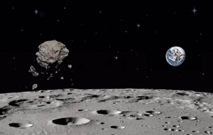 Archivo - Representación artística de Kamo`oalewa como un eyectado de impacto de la superficie lunar, una de las hipótesis propuestas para explicar el origen de este asteroide.