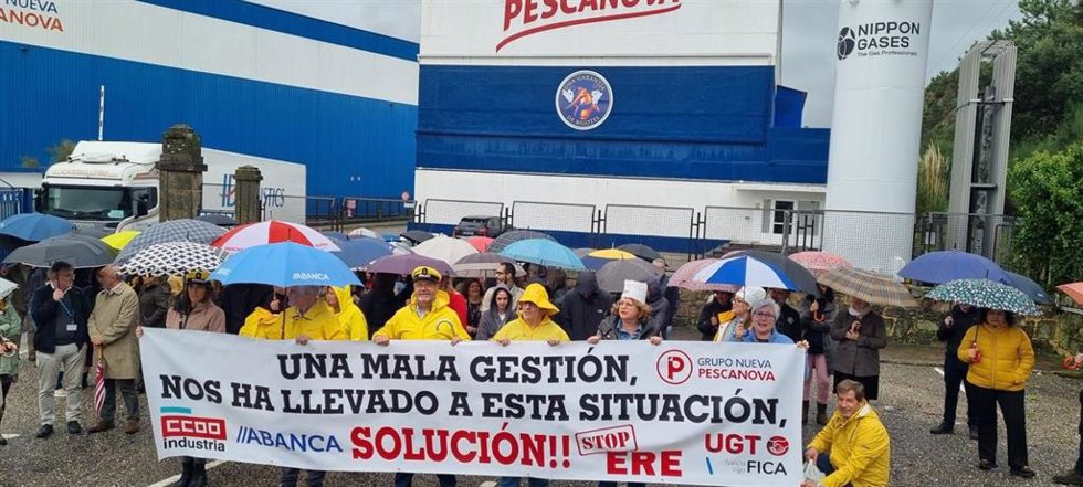 Imagen de la concentración de este martes en Nueva Pescanova.