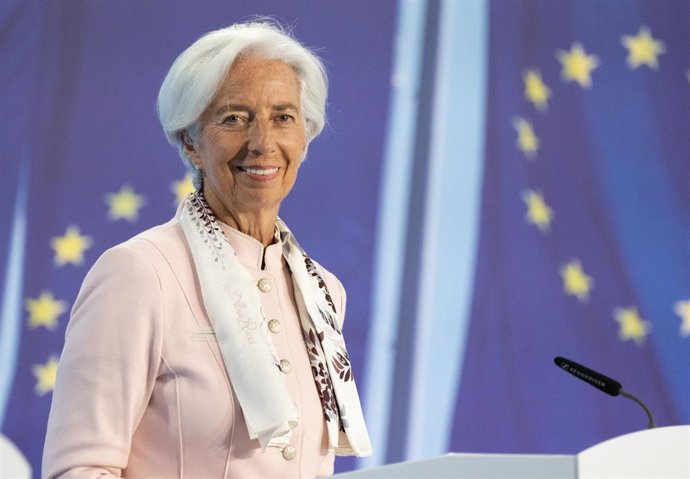 Archivo - 14 September 2023, Hesse, Frankfurt_Main: Christine Lagarde, President of the European Central Bank (ECB), speaks during a press conference. The ECB raises the key interest rate by a further 0.25 percentage points to 4.5 percent. Photo: Boris 