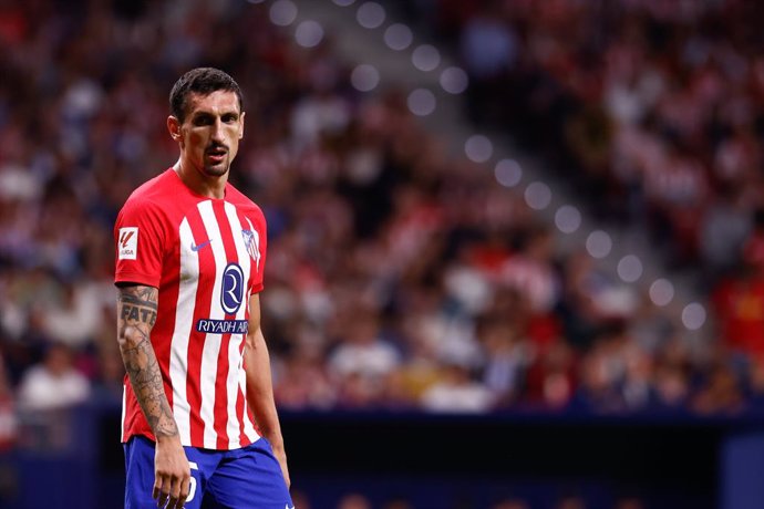 Stefan Savic of Atletico de Madrid looks on during the spanish league, La Liga EA Sports, football match played between Atletico de Madrid and Real Madrid at Civitas Metropolitano stadium on September 24, 2023, in Madrid, Spain.
