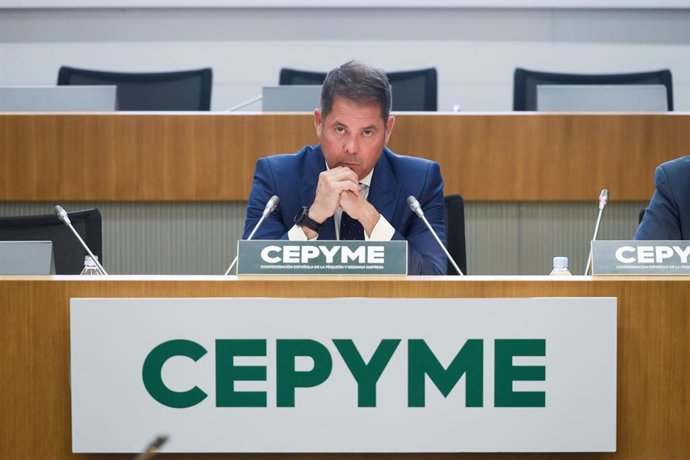 El presidente de Cepyme, Gerardo Cuerva, en la sede de Cepyme, a 2 de octubre de 2023, en Madrid (España). 