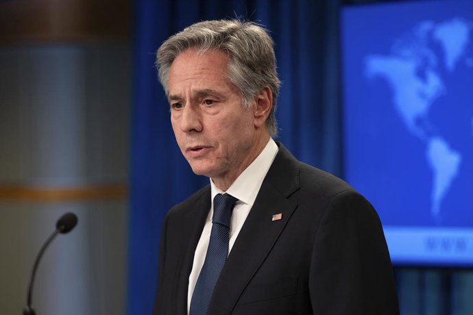 October 20, 2023, Washington, DC, United States: U.S Secretary of State Antony Blinken delivers remarks on securing the release of two Americans taken hostage by Hamas in the State Department Briefing Room, October 20, 2023 in Washington, D.C. The hosta