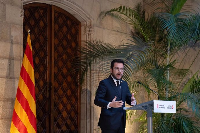 El presidente de la Generalitat, Pere Aragons, en la recepción de los delegados del Govern en el exterior.