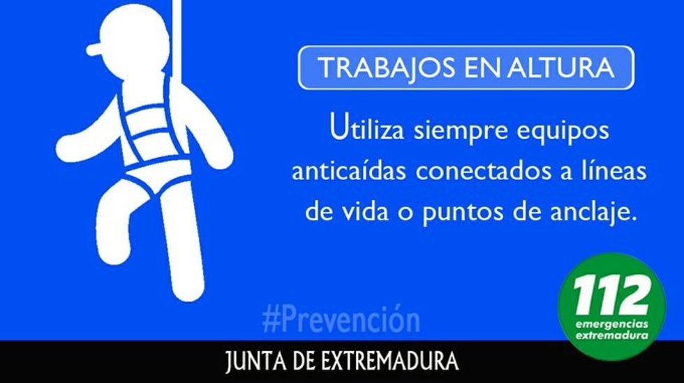 Cartel de recomendaciones del 112 para trabajos en altura