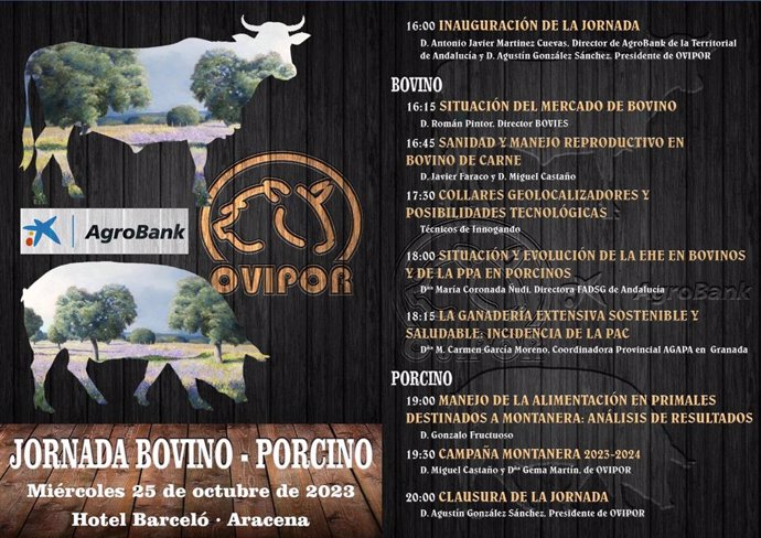 Programa de las jornadas sobre bovino y porcino de Ovipor.