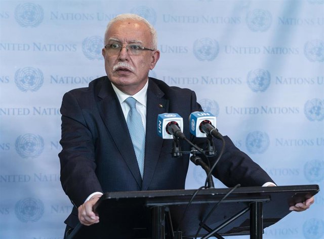 Archivo - El ministro de Exteriores palestino, Riad al Maliki