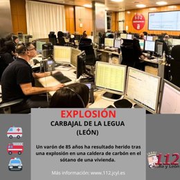 Gráfico elaborado por el 112 con datos sobre la explosión en Carbajosa de la Legua (León)