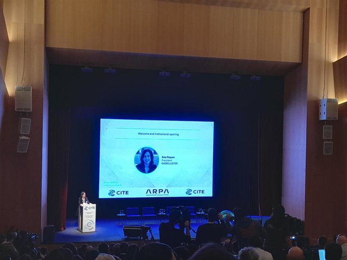 La presidenta de Enercluster, Ana Goyén, durante la apertura del congreso CITE 2023