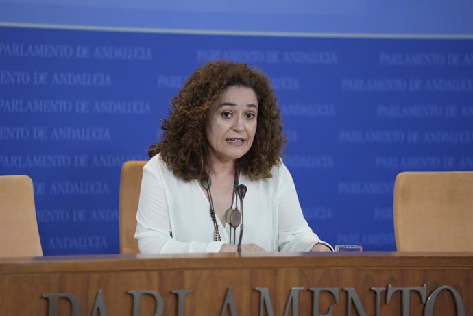 La portavoz parlamentaria de Por Andalucía, Inmaculada Nieto, en rueda de prensa.