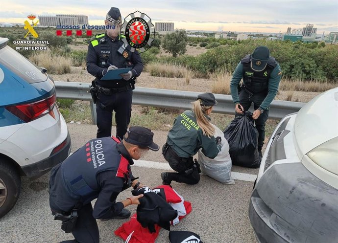 Imagen de los agentes durante la intervención de los artículos