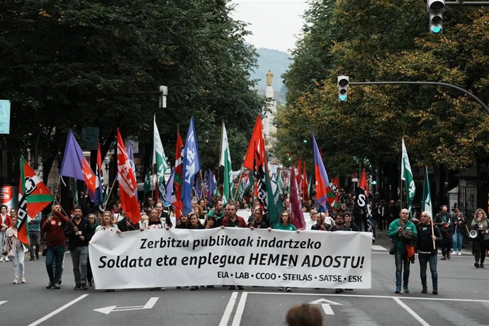 Manifestación en Bilbao de los trabajadores del sector público