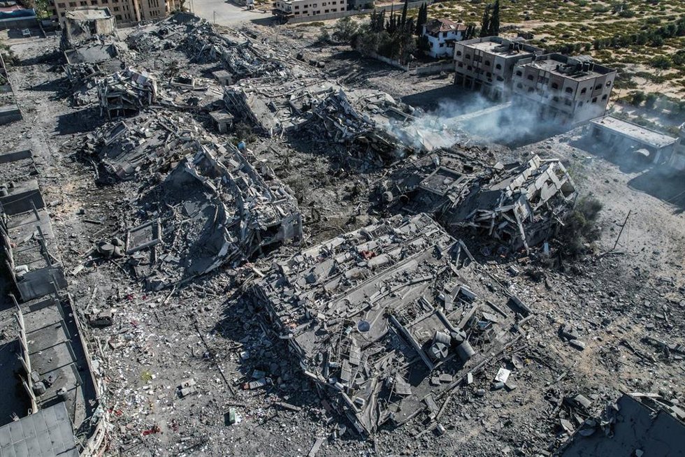 Vista aérea de una localidad cercana a Jan Yunis