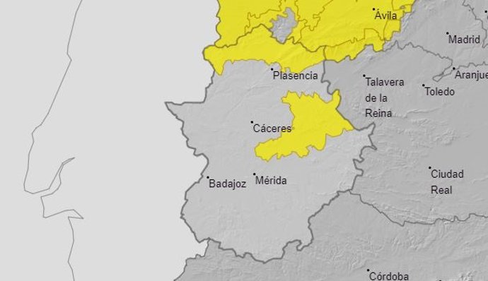 Aviso amarillo por viento en Extremadura