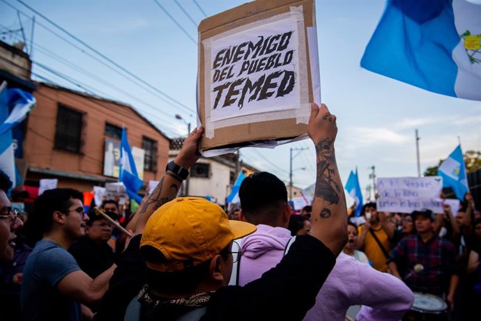 Archivo - Imagen de archivo de las protestase en Guatemala.